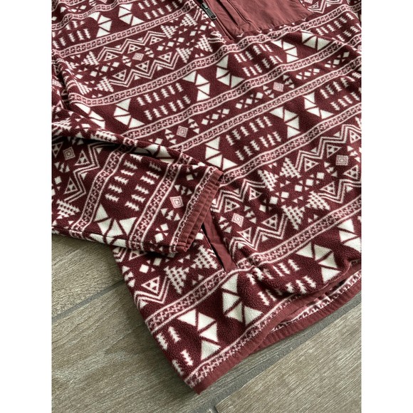 Duluth Trading Pullover Men XL 1/4 Zip Mock Checkpoint Fleece Red Oak Geo Print - Picture 5 of 6